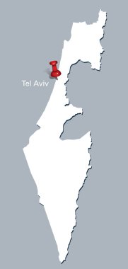 tel aviv gösteren kırmızı itme ile İsrail Haritası