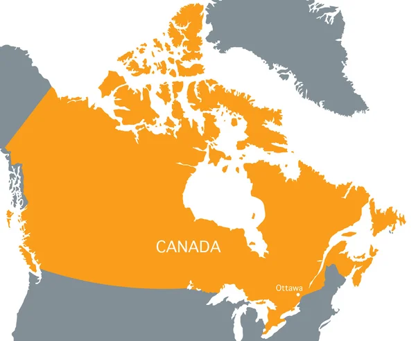 Orange mapa de Canadá — Vector de stock