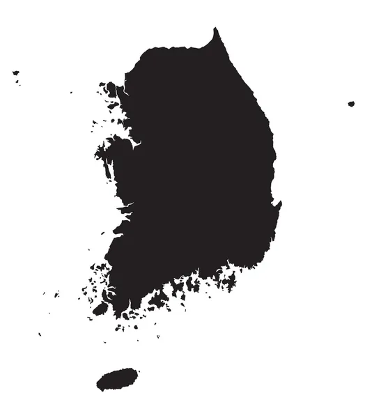 Mapa preto e branco de Coreia do Sul —  Vetores de Stock