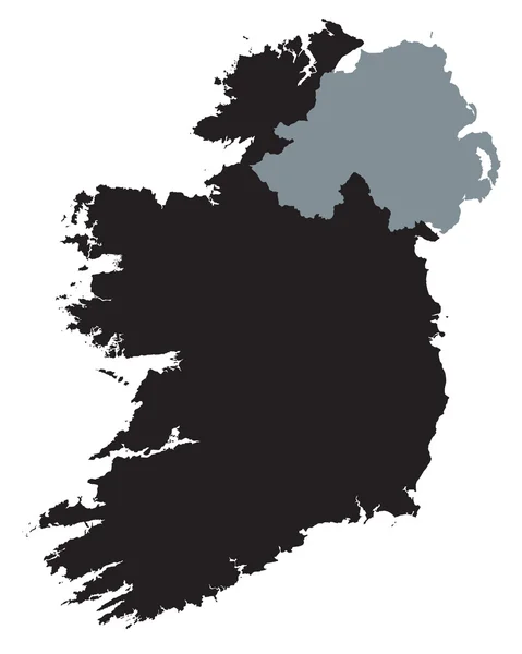 Schwarze Landkarte von Irland — Stockvektor