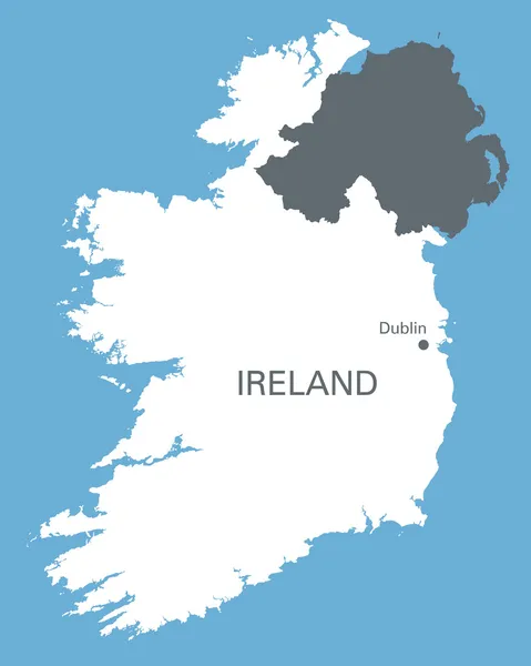 Carte blanche de l'Irlande sur fond bleu — Image vectorielle