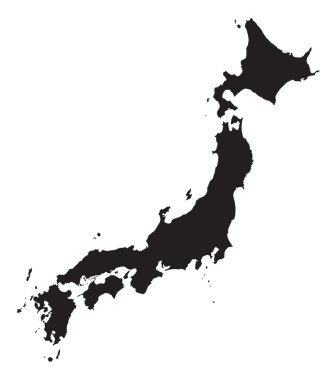 siyah-beyaz Japonya Haritası