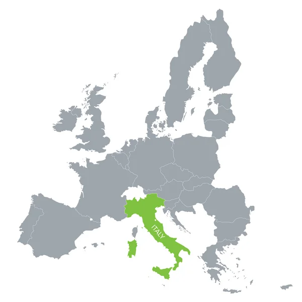 Kaart van de Europese Unie met de locatie van Italië — Stockvector