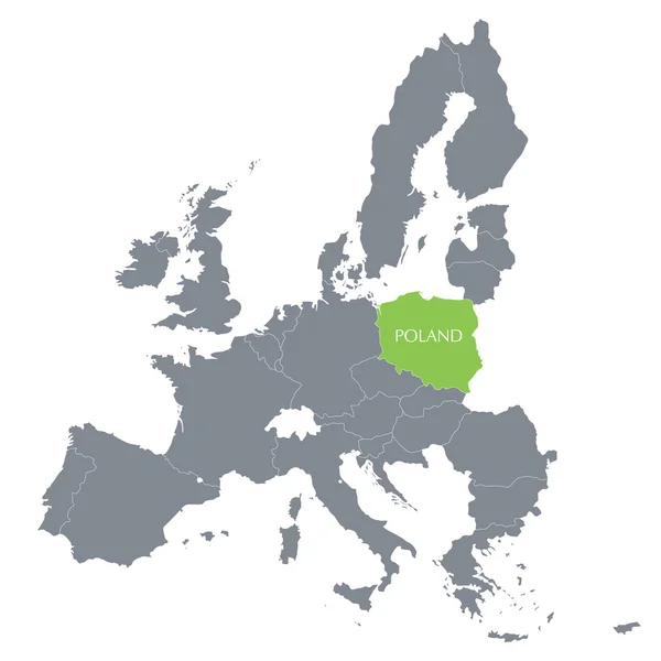 Kaart van de Europese Unie met de vermelding van Polen — Stockvector
