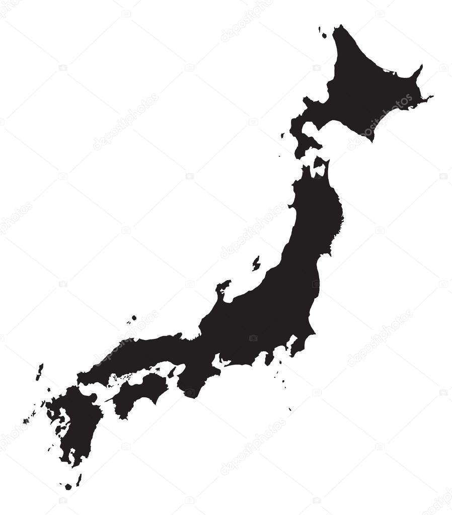 Black and white map of Japan