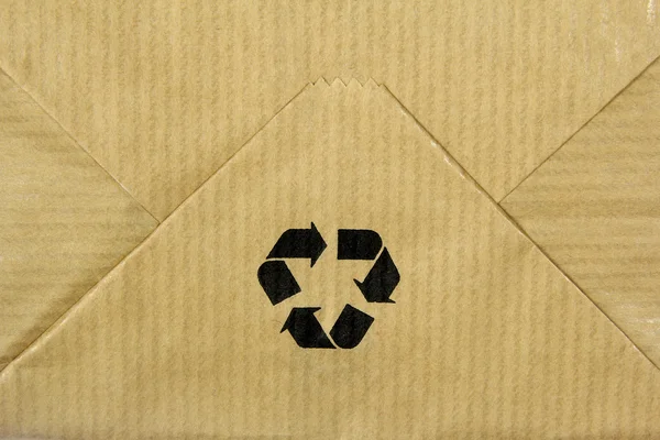 Recycle ondertekenen op papieren zak — Stockfoto