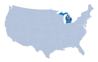 USA map with the indication of Sate of Michigan clipart