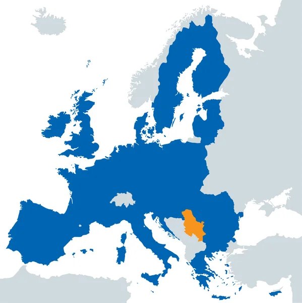 Avrupa Birliği ve Sırbistan göstergesi Haritası — Stok Vektör