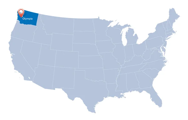 Mapa de Estados Unidos con la indicación de Washington — Vector de stock