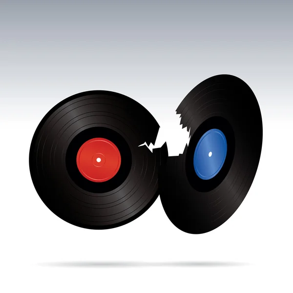 Dos vinilos rotos — Vector de stock