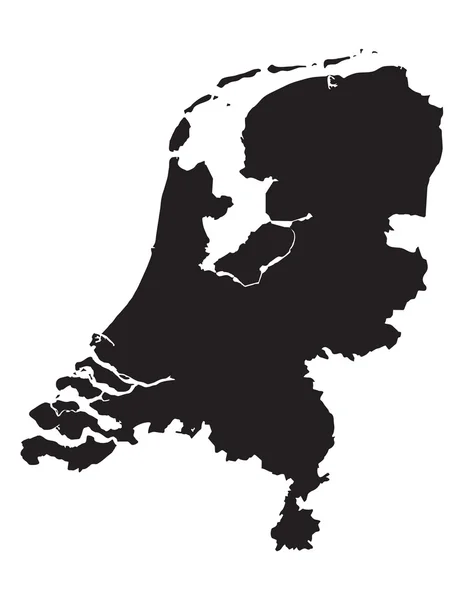 Carte des Pays-Bas en noir et blanc — Image vectorielle