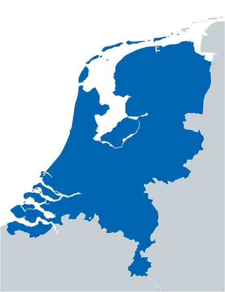 Mapa azul de Países Bajos — Vector de stock