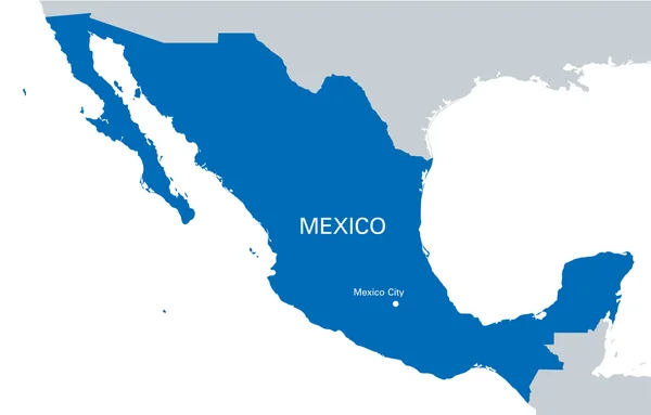 Blauwe kaart van mexico — Stockvector