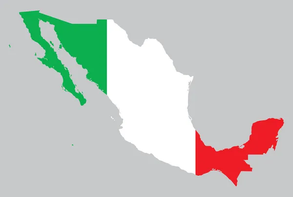 Mapa e bandeira de México — Vetor de Stock