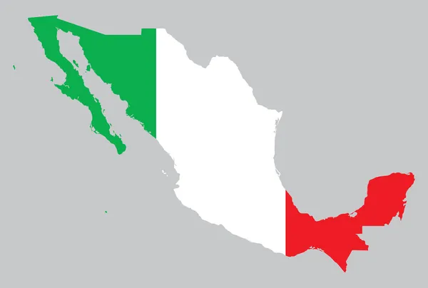 Mapa y bandera de México — Archivo Imágenes Vectoriales