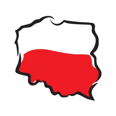 Abstract map and flag of Poland clipart