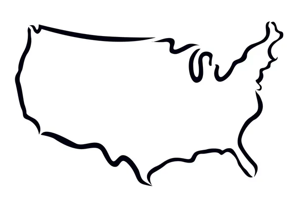 Schwarzer Umriss der US-Landkarte — Stockvektor
