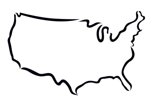 Contour noir de la carte USA — Image vectorielle