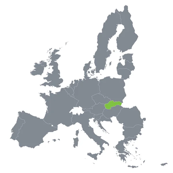 Mapa Unii Europejskiej ze wskazaniem Słowacji — Wektor stockowy