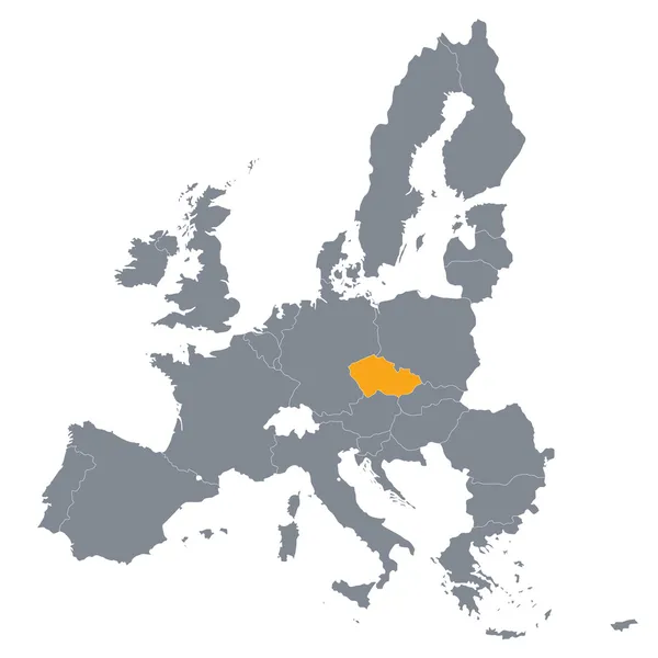 Mapa Unii Europejskiej ze wskazaniem Republiki Czeskiej — Wektor stockowy