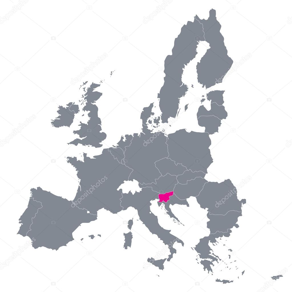 Map of European Union with the indication of Slovenia