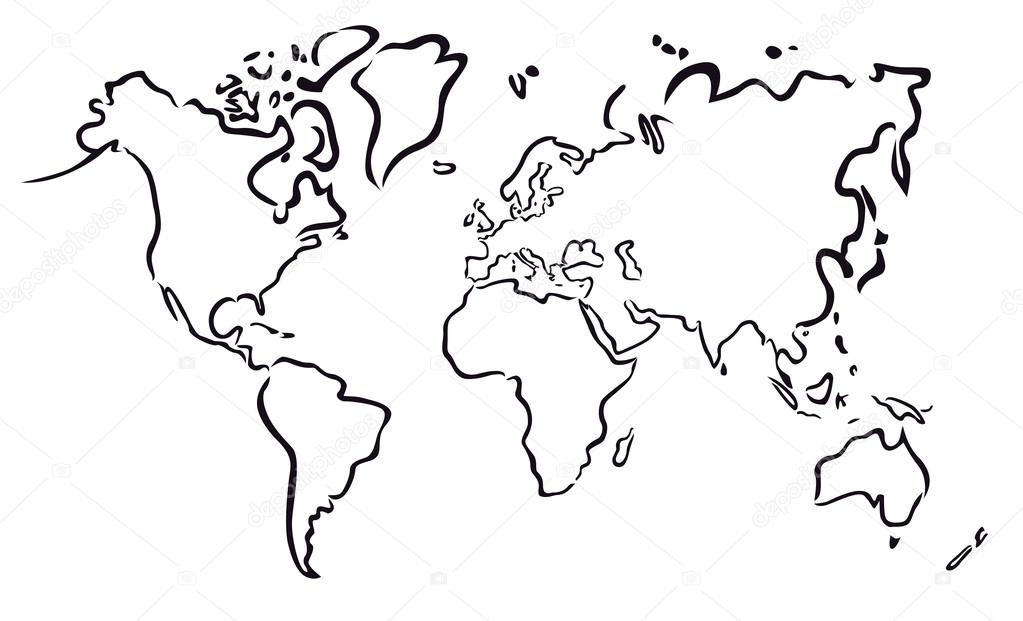 Black abstract map of the world