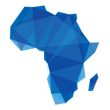 origami tarzı mavi Afrika Haritası