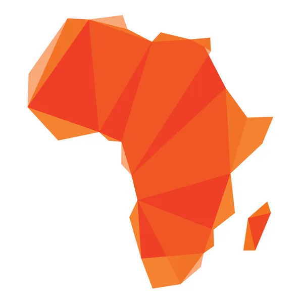 Peta Afrika Merah dalam gaya origami - Stok Vektor