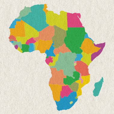 beyaz kağıt dokusu üzerinde renkli Afrika Haritası