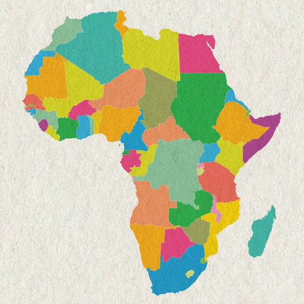 Barevná mapa Afriky na bílém papíru textury — Stock fotografie