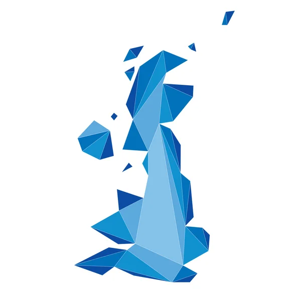 Mapa triangular azul del Reino Unido — Vector de stock