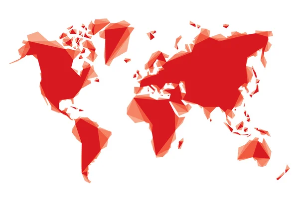 Красная геометрическая карта мира — стоковый вектор