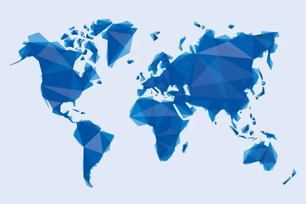 Mapa azul do mundo em estilo origami —  Vetores de Stock