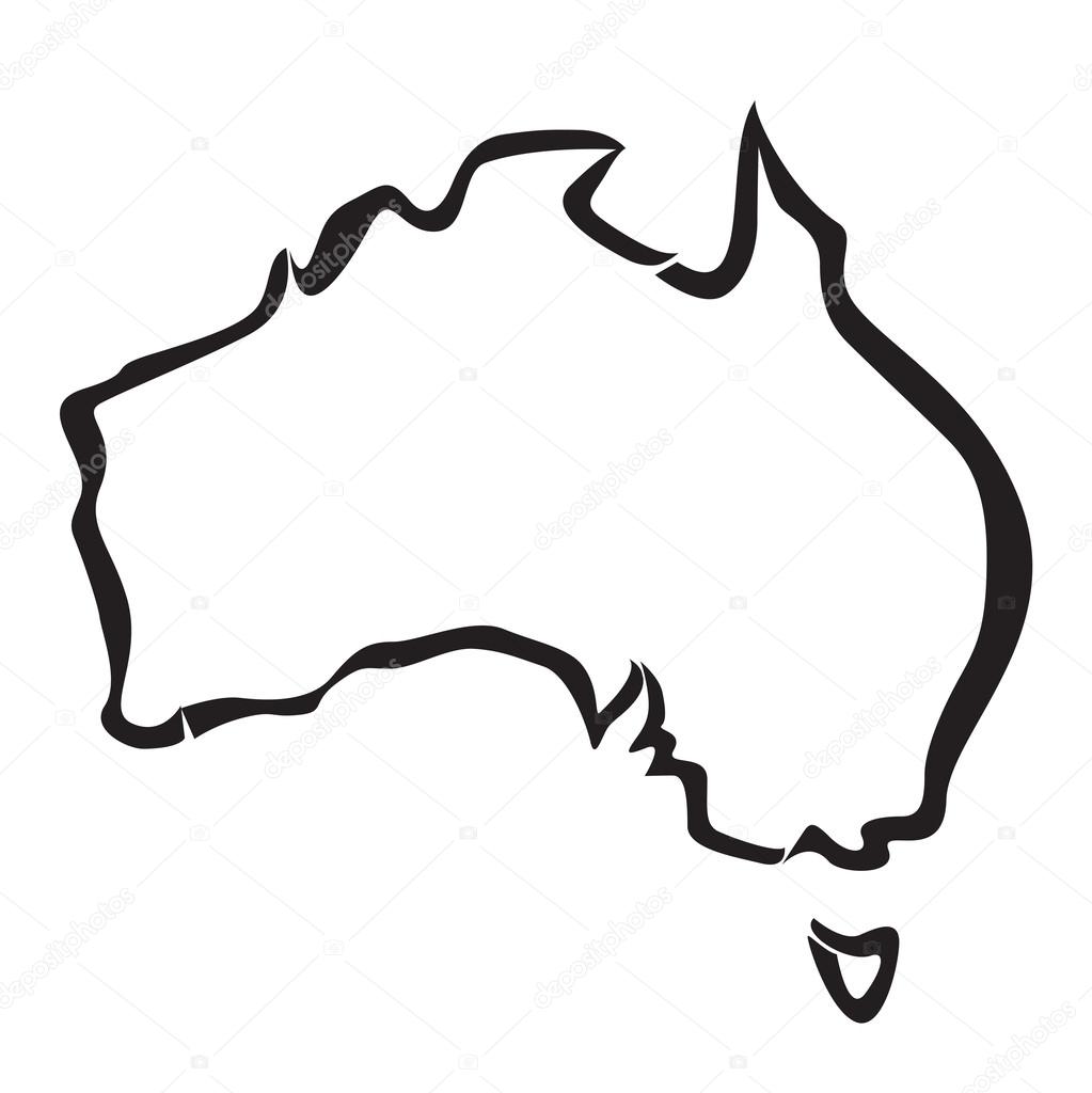 Black outline of Australia map