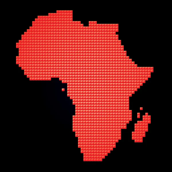 Peta merah Afrika terbuat dari piksel - Stok Vektor
