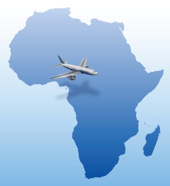 uçak mavi Afrika harita üzerinde