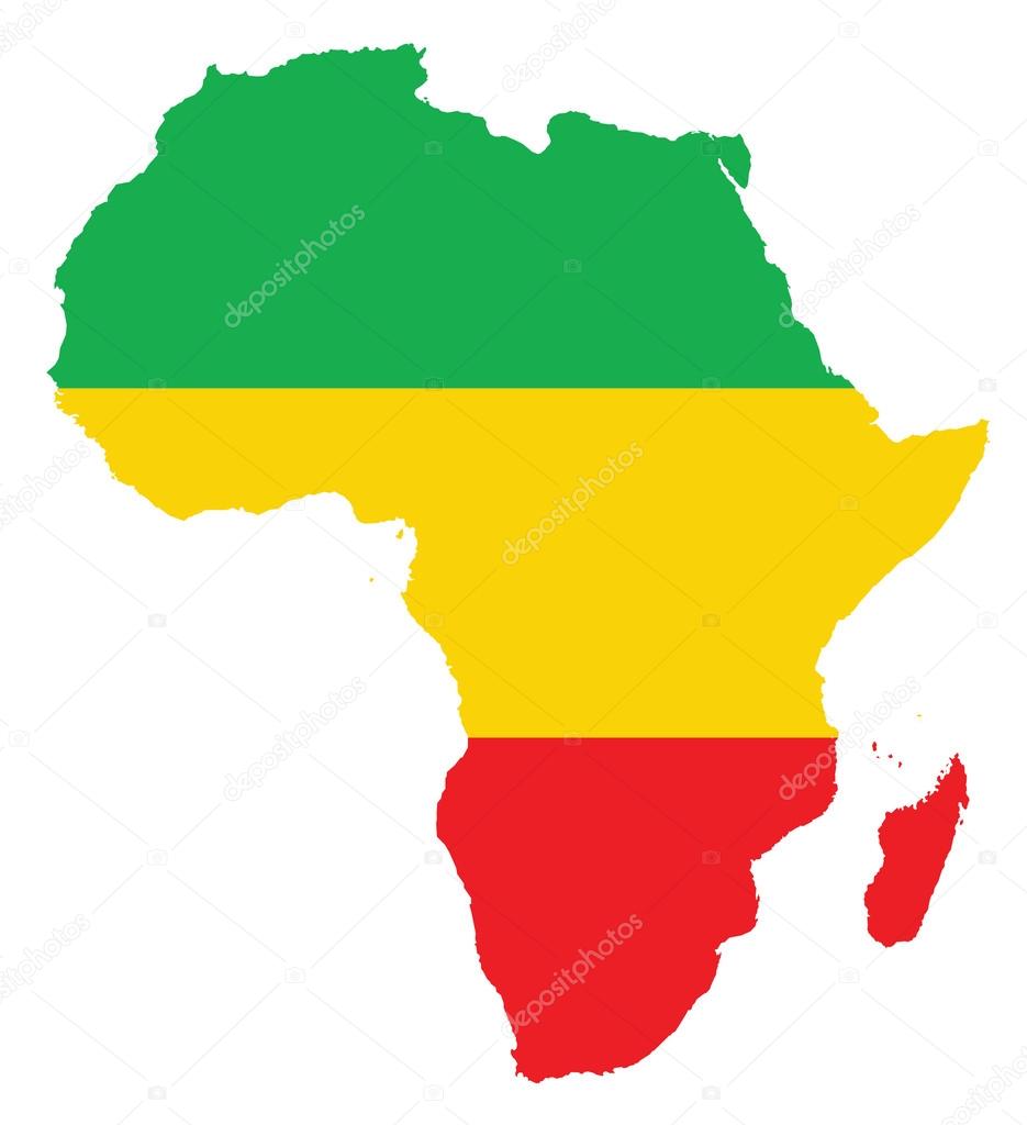 Map of Africa feeling with colors from the Congo flag