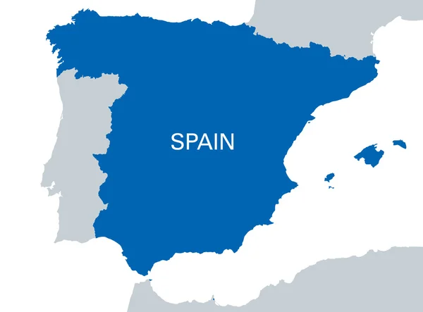 Mapa azul de España — Vector de stock