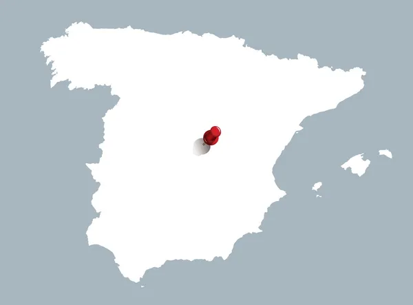 Carte blanche de l'Espagne indiquant la position de Madrid — Image vectorielle