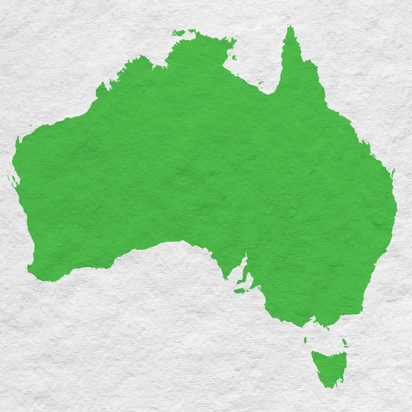 Mapa verde de Australia en textura de papel blanco — Foto de Stock