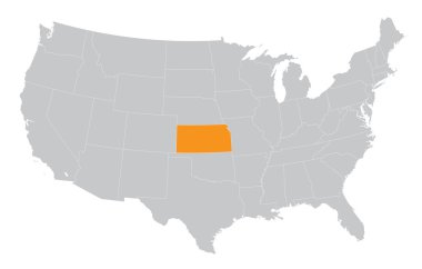 USA map with the indication of The State of Kansas clipart