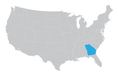 USA map with the indication of the State of Georgia clipart