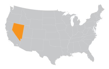 USA map with the indication of State of Nevada clipart