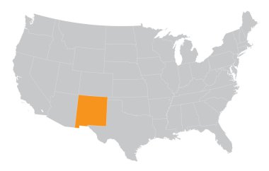 USA map with the indication of the State of New Mexico clipart