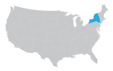 USA map with the indication of the State of New York clipart