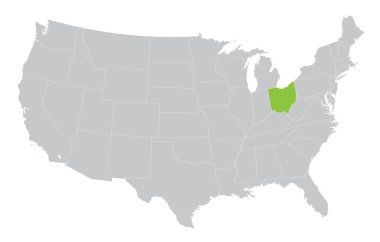 USA map with the indication of the State of Ohio clipart