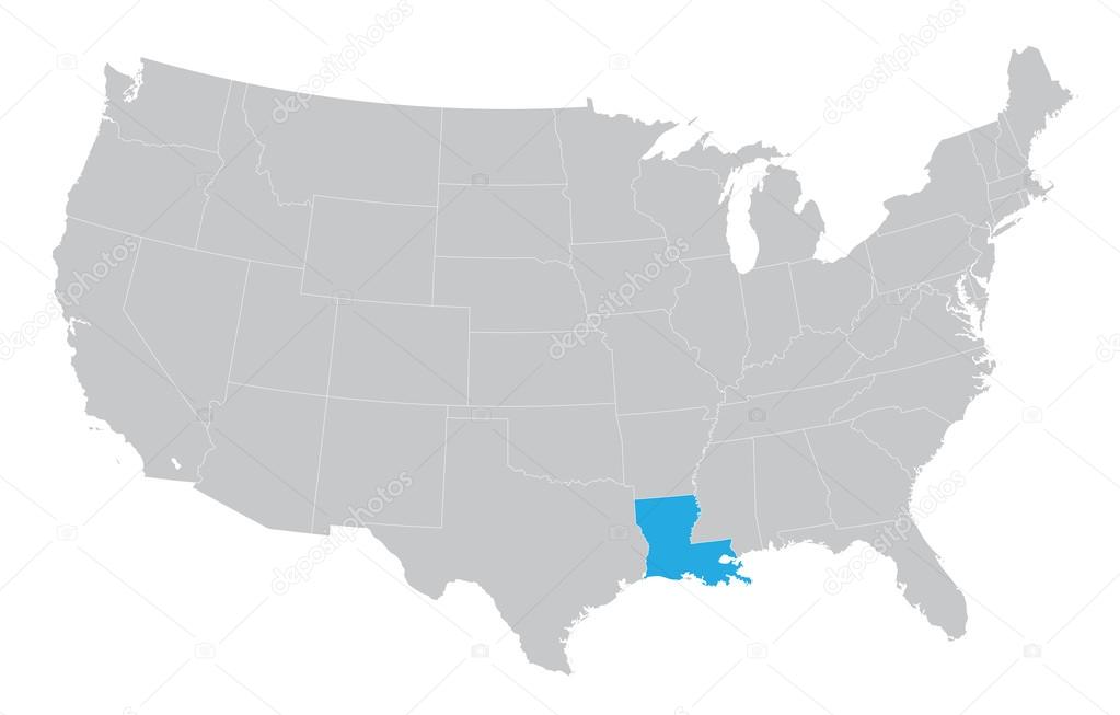 USA map with the indication of the State of Louisiana