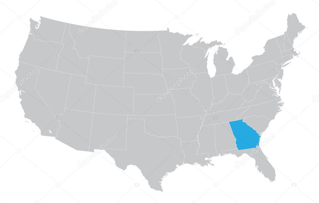 USA map with the indication of the State of Georgia