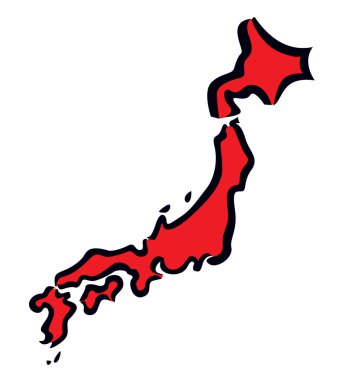Kırmızı soyut Japonya Haritası