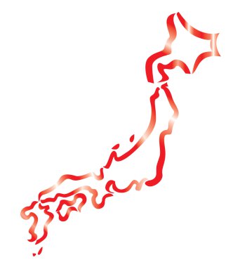 soyut kırmızı anahat Japonya Haritası
